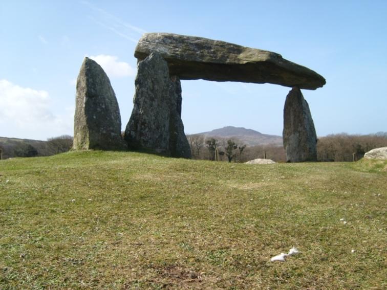 Pentre Ifan burial chamber, Carn Ingli in the background