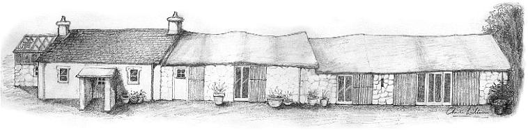 Line drawing of Ffynnon Clun, a Pembrokeshire longhouse